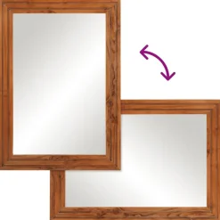 vidaXL Espejo de baño madera maciza de acacia y vidrio 50x70 cm Marrón claro Outlet