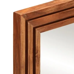 vidaXL Espejo de baño madera maciza de acacia y vidrio 50x70 cm Marrón claro Outlet