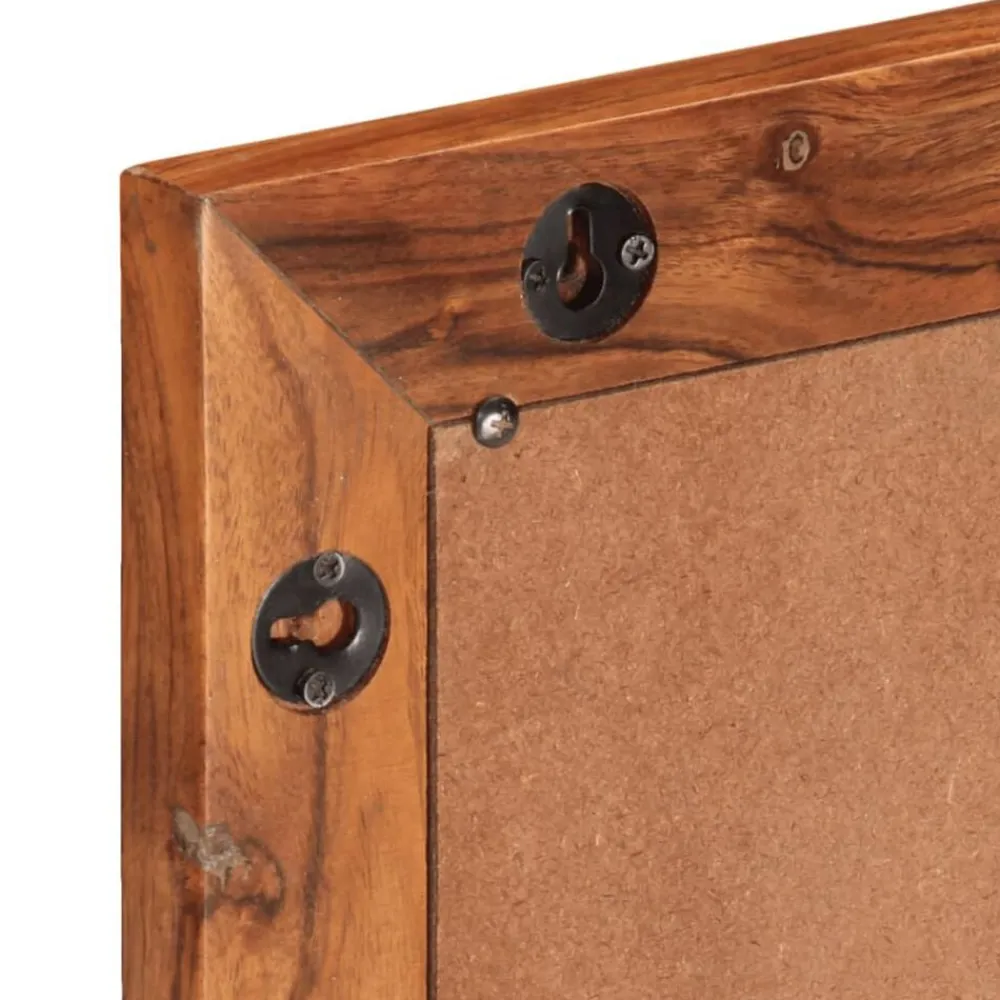 vidaXL Espejo de baño madera maciza de acacia y vidrio 50x70 cm Marrón claro Outlet