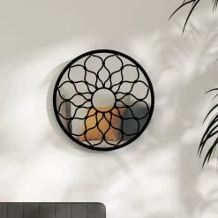 vidaXL Decoración-Espejo de hierro redondo para uso interior 40x3 cm