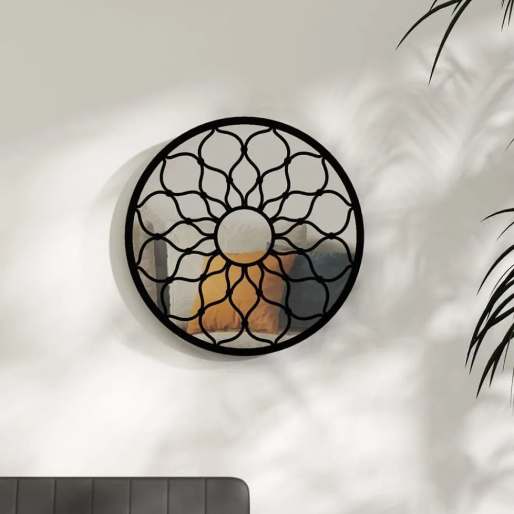 vidaXL Decoración-Espejo de hierro redondo para uso interior 40x3 cm