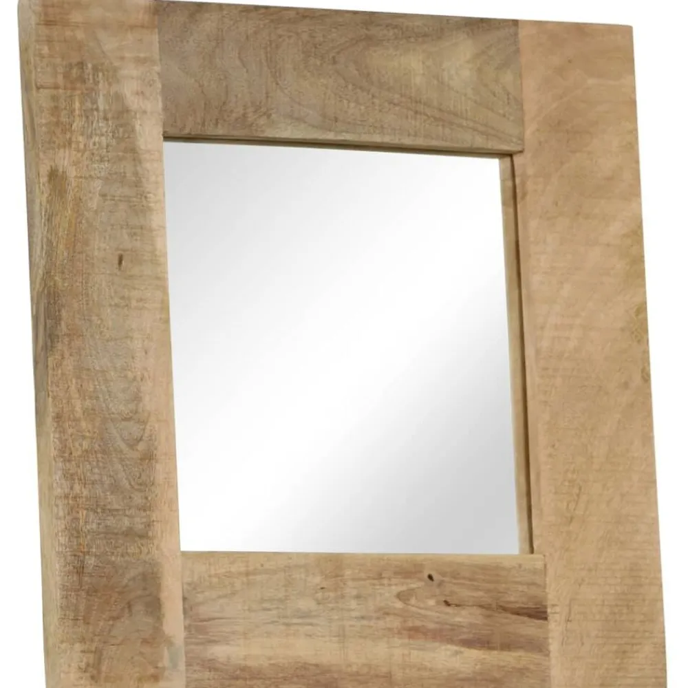 vidaXL Decoración-Espejo de madera maciza de mango 50x50 cm