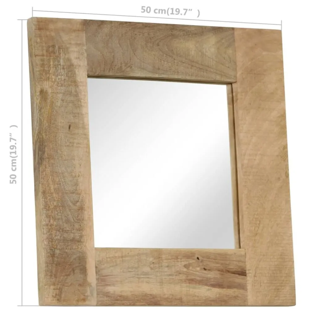 vidaXL Decoración-Espejo de madera maciza de mango 50x50 cm