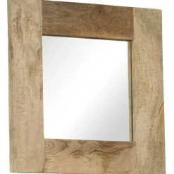 vidaXL Decoración-Espejo de madera maciza de mango 50x50 cm