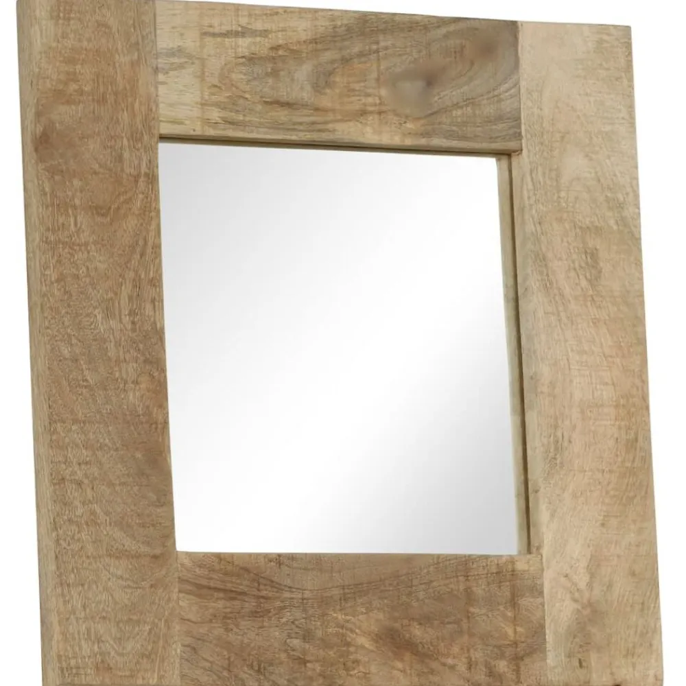 vidaXL Decoración-Espejo de madera maciza de mango 50x50 cm