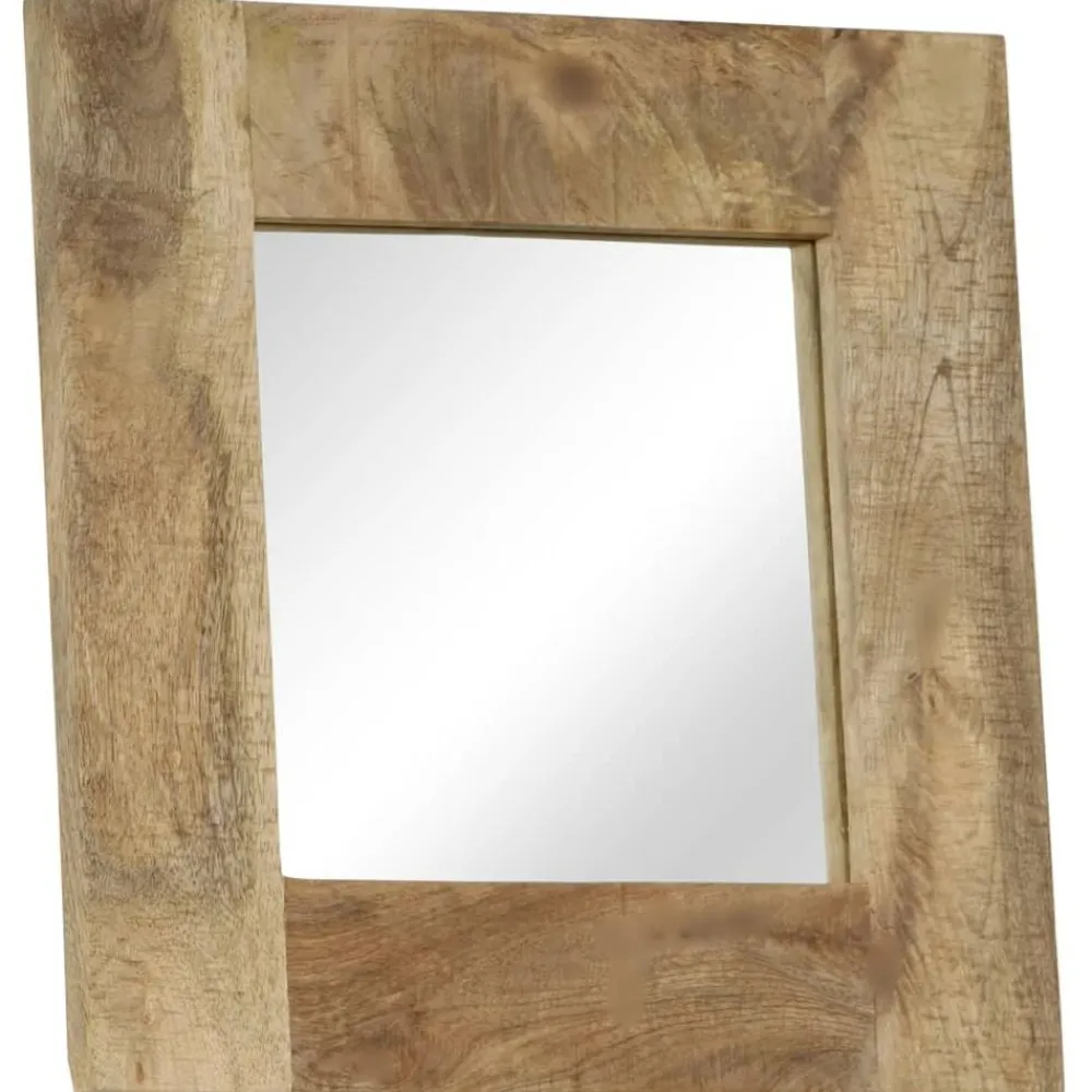 vidaXL Decoración-Espejo de madera maciza de mango 50x50 cm