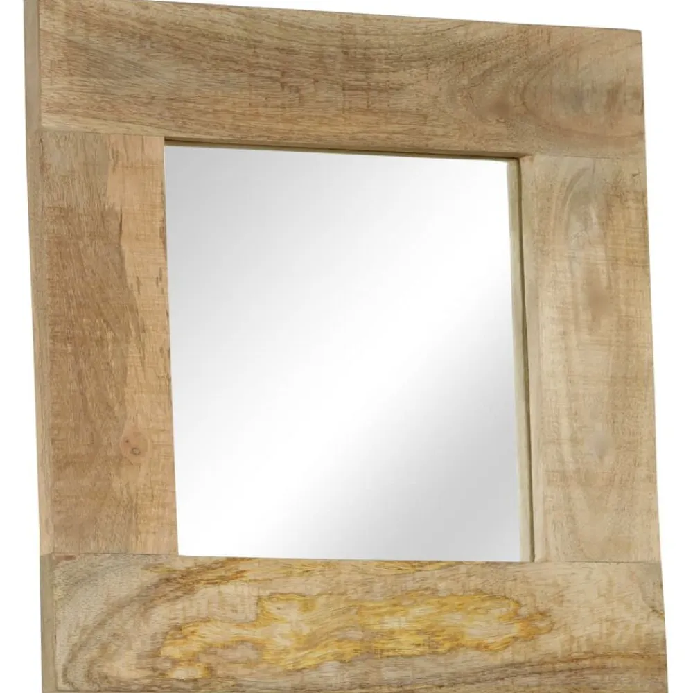 vidaXL Decoración-Espejo de madera maciza de mango 50x50 cm