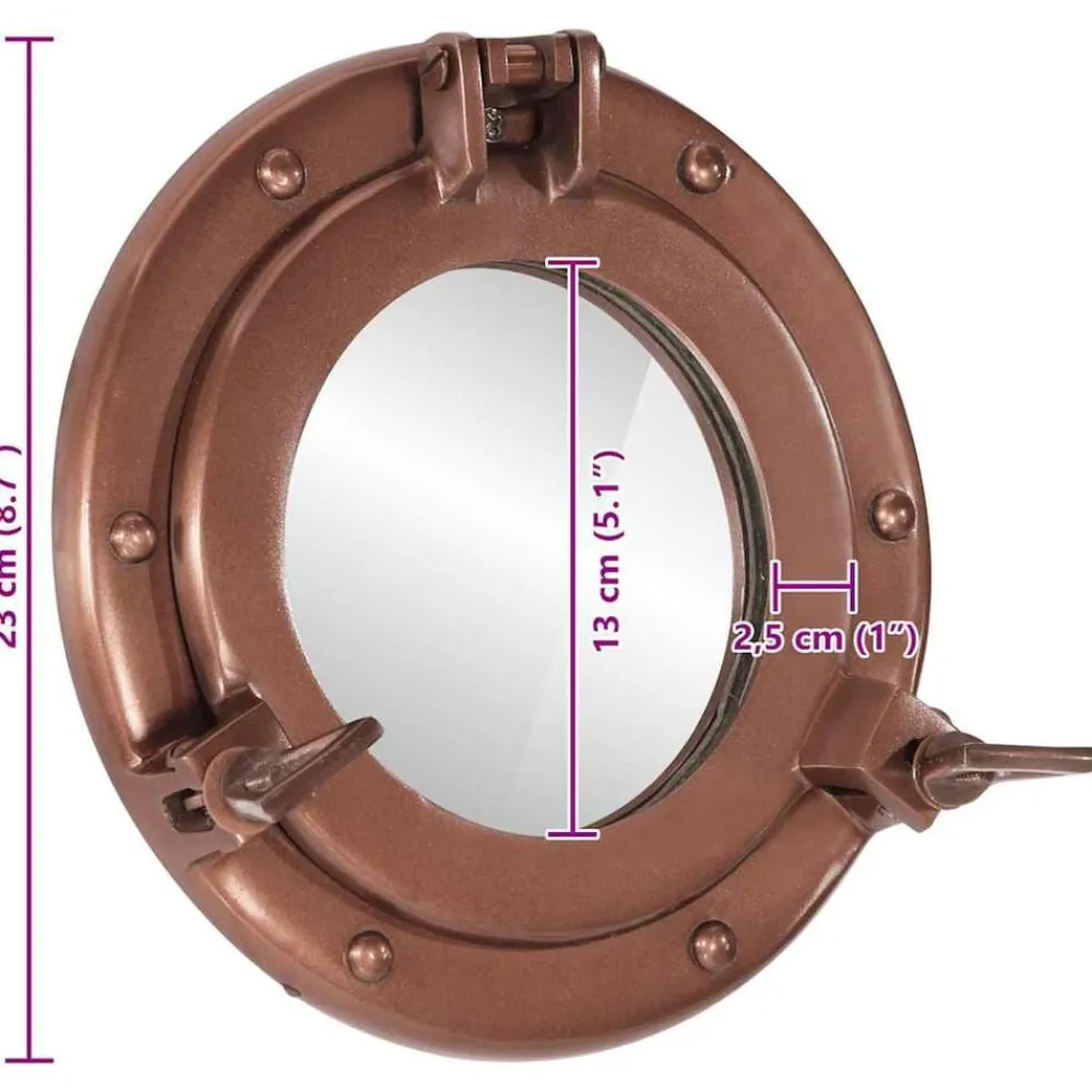 vidaXL Espejo de ojo de buey de pared aluminio y vidrio Ø23 cm Clearance