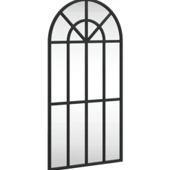 vidaXL Decoración-Espejo de pared arco de hierro negro 30x60 cm