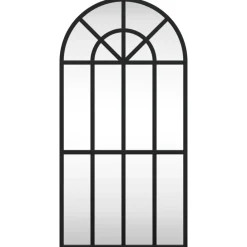 vidaXL Decoración-Espejo de pared arco de hierro negro 30x60 cm