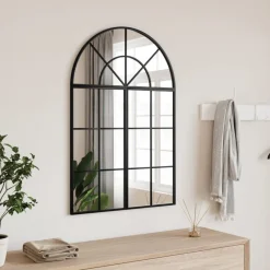 vidaXL Espejo de pared arco de hierro negro 60x90 cm