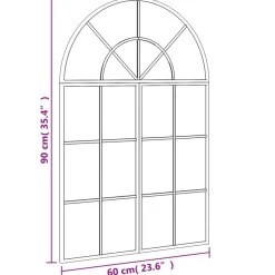 vidaXL Espejo de pared arco de hierro negro 60x90 cm