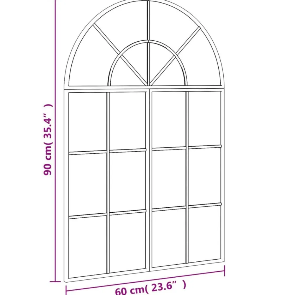 vidaXL Espejo de pared arco de hierro negro 60x90 cm