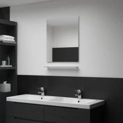 vidaXL Decoración-Espejo de pared con estante de vidrio templado 50x60 cm