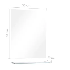 vidaXL Decoración-Espejo de pared con estante de vidrio templado 50x60 cm