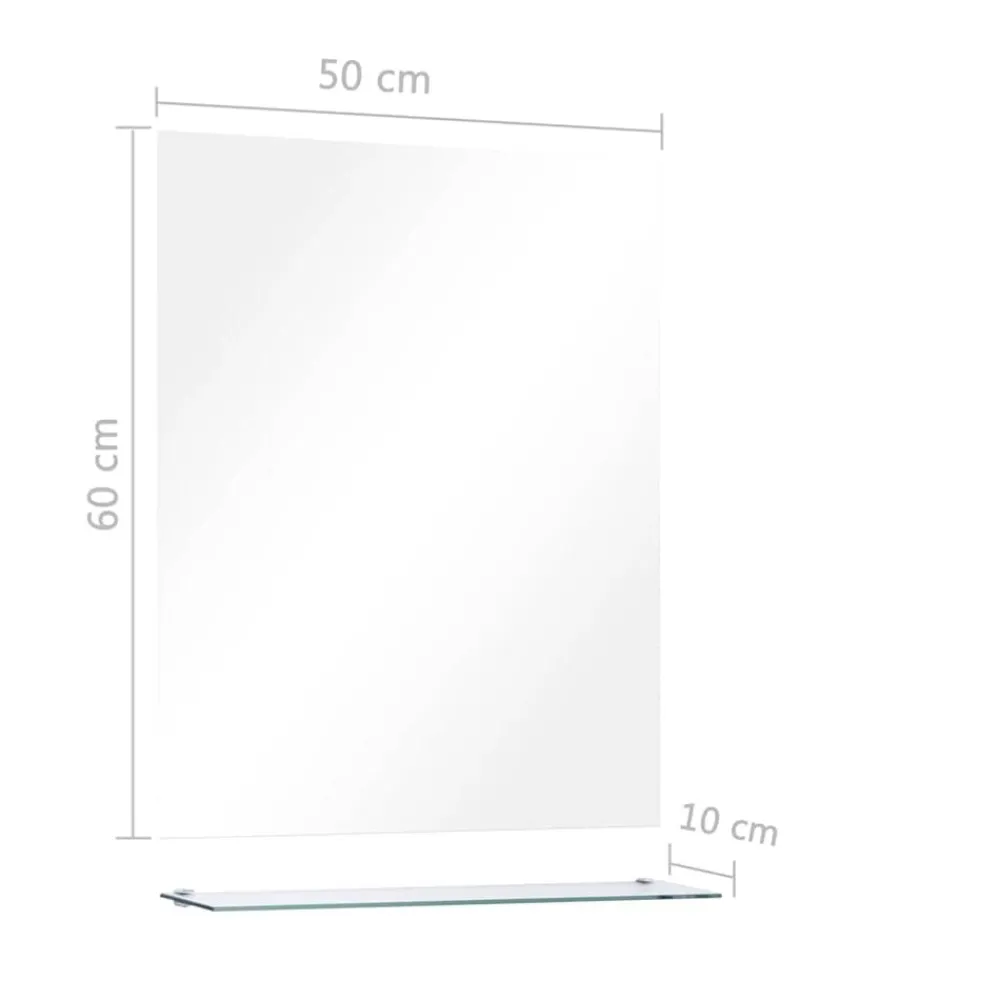 vidaXL Decoración-Espejo de pared con estante de vidrio templado 50x60 cm