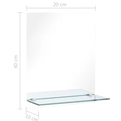 vidaXL Espejo de pared con estante de vidrio templado 20x40 cm Discount