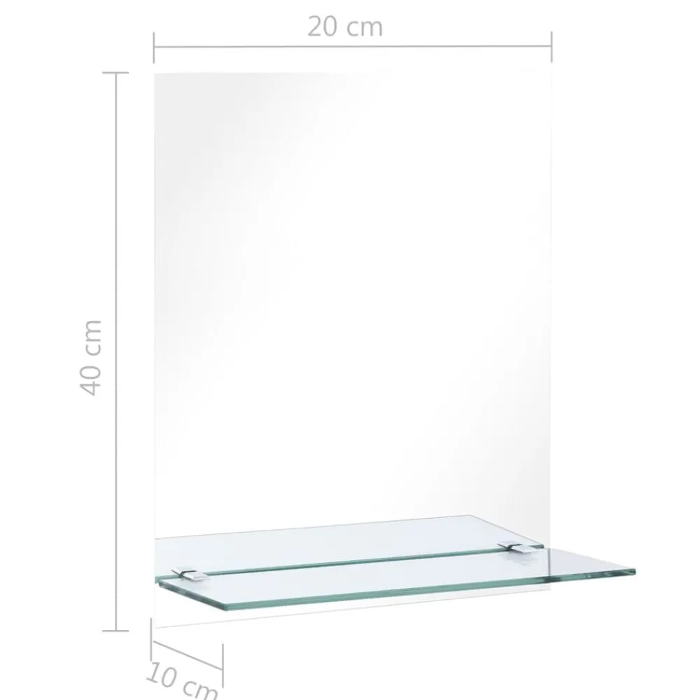 vidaXL Espejo de pared con estante de vidrio templado 20x40 cm Discount