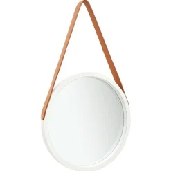 vidaXL Espejo de pared con correa 40 cm Blanco Hot