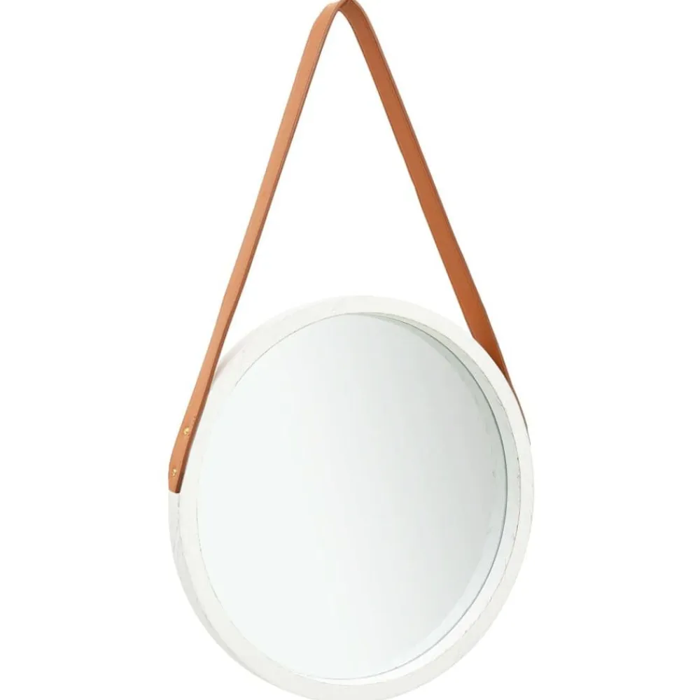 vidaXL Espejo de pared con correa 40 cm Blanco Hot