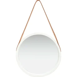 vidaXL Espejo de pared con correa 40 cm Blanco Hot