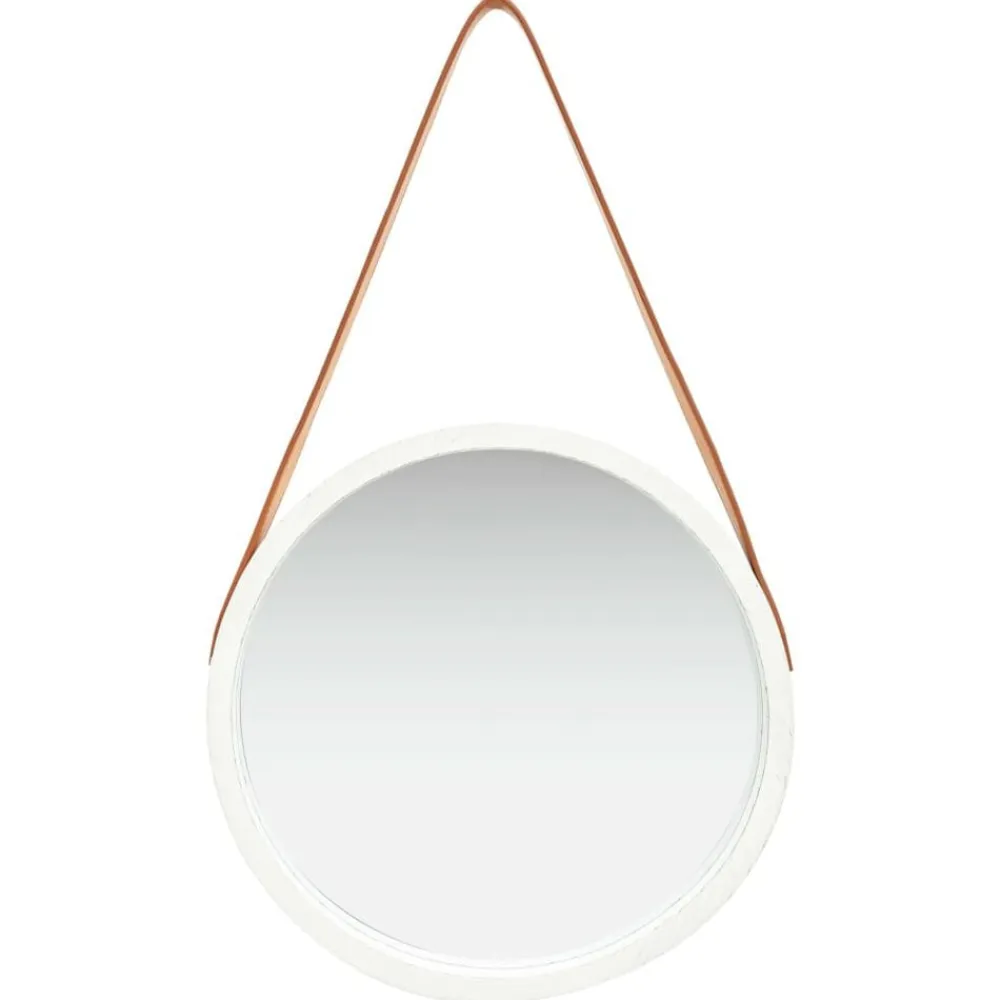 vidaXL Espejo de pared con correa 40 cm Blanco Hot