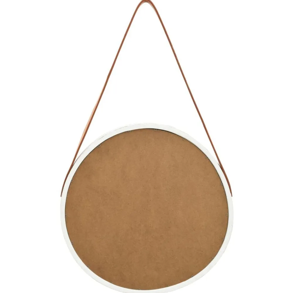vidaXL Espejo de pared con correa 40 cm Blanco Hot