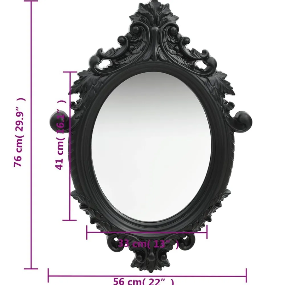 vidaXL Espejo de pared estilo castillo 56x76 cm Negro Hot