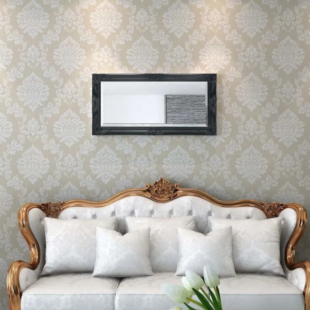 vidaXL Espejo de pared estilo barroco 100x50 cm Negro New