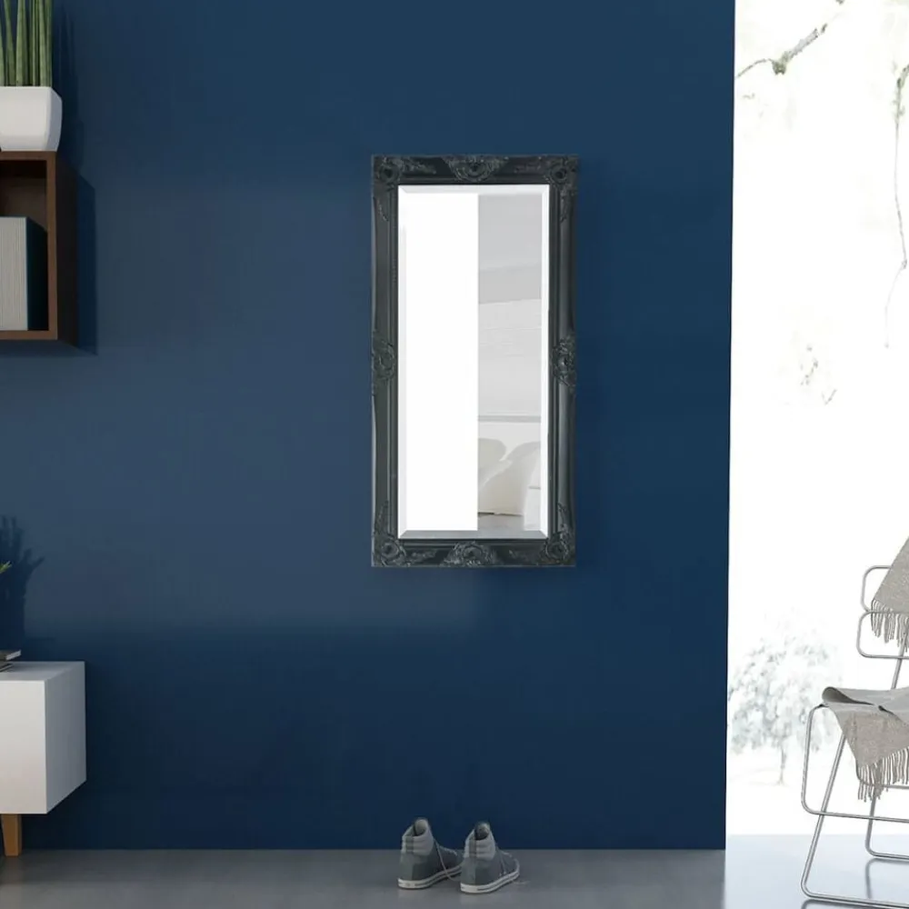 vidaXL Espejo de pared estilo barroco 100x50 cm Negro New