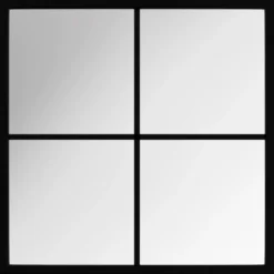 vidaXL Decoración-Espejo de pared metal negro 40x40 cm