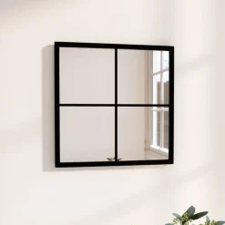 vidaXL Decoración-Espejo de pared metal negro 40x40 cm