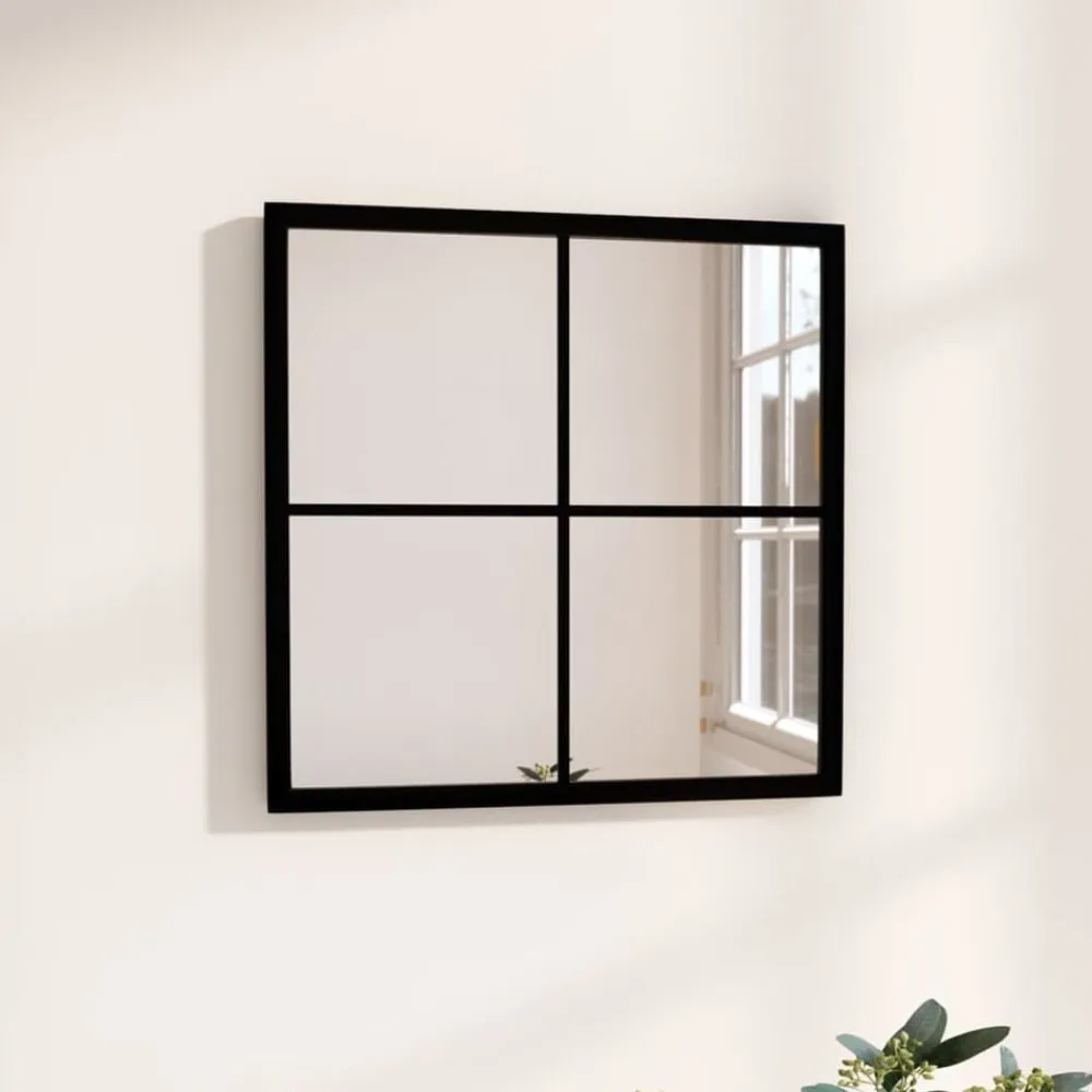 vidaXL Decoración-Espejo de pared metal negro 40x40 cm