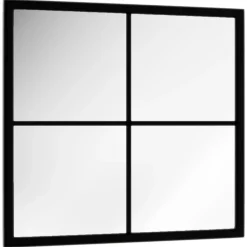 vidaXL Decoración-Espejo de pared metal negro 40x40 cm