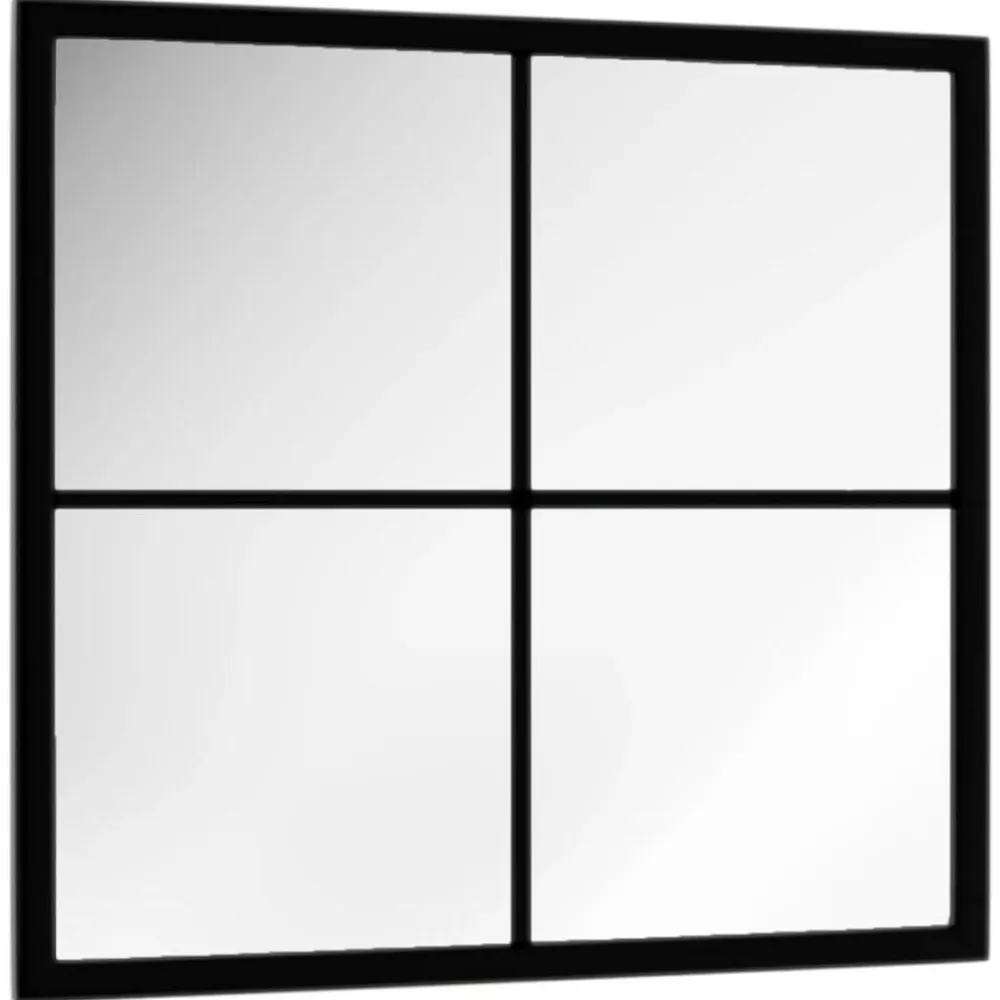 vidaXL Decoración-Espejo de pared metal negro 40x40 cm