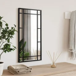 vidaXL Decoración-Espejo de pared rectangular de hierro negro 30x60 cm