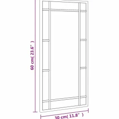 vidaXL Decoración-Espejo de pared rectangular de hierro negro 30x60 cm