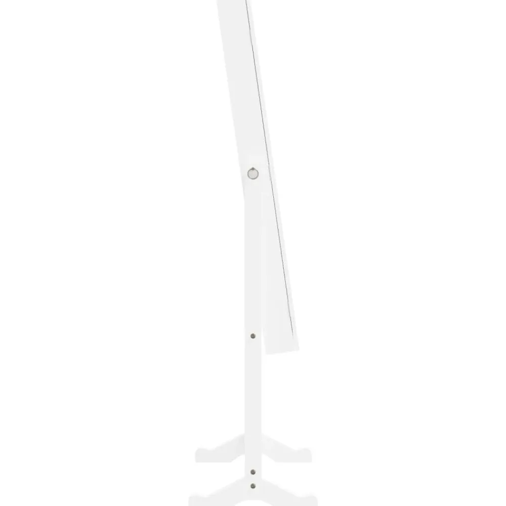vidaXL Espejo de pie con joyero y luces LED Blanco