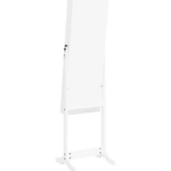 vidaXL Espejo de pie con joyero y luces LED Blanco