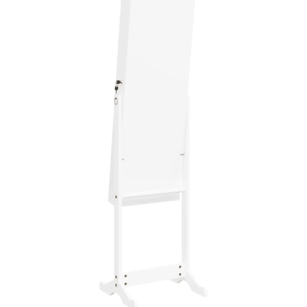 vidaXL Espejo de pie con joyero y luces LED Blanco