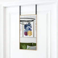 vidaXL Espejo de puerta cristal y aluminio negro 30x60 cm Dorado Sale