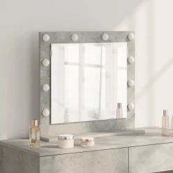 vidaXL Decoración-Espejo de Tocador Rectangular Gris Concreto 60 x 55 x 18 cm