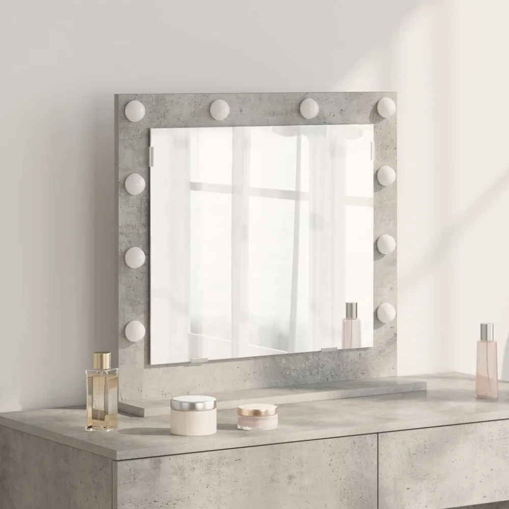 vidaXL Decoración-Espejo de Tocador Rectangular Gris Concreto 60 x 55 x 18 cm