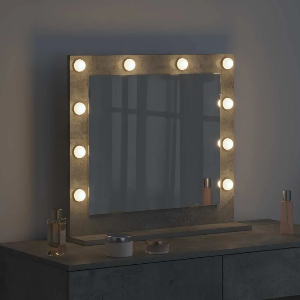 vidaXL Decoración-Espejo de Tocador Rectangular Gris Concreto 60 x 55 x 18 cm