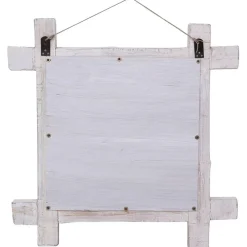 vidaXL Decoración-Espejo de troncos de madera maciza reciclada blanca 70x70 cm