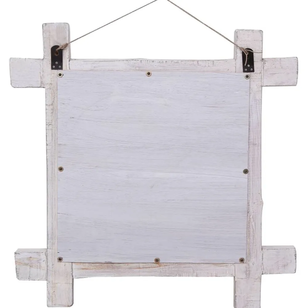 vidaXL Decoración-Espejo de troncos de madera maciza reciclada blanca 70x70 cm