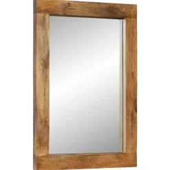 vidaXL Espejo de vidrio y madera maciza de mango 70x50 cm Marr&oacute;n miel Online