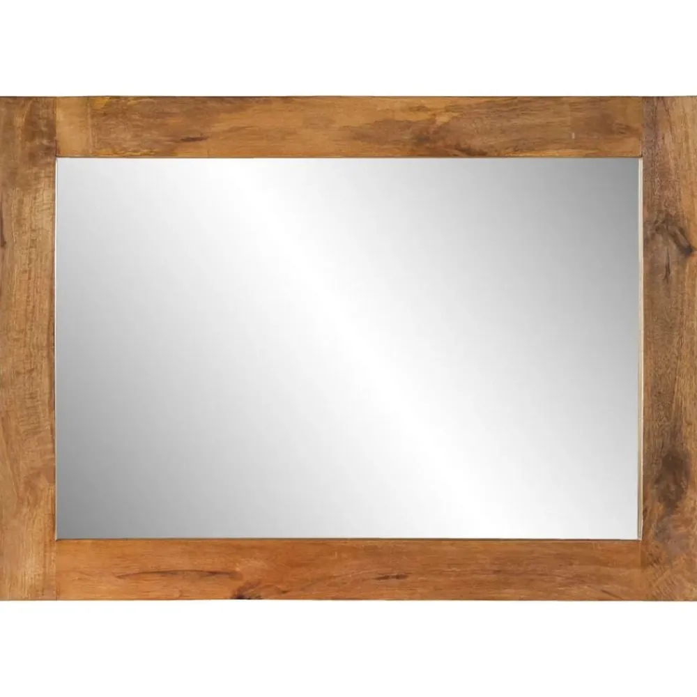 vidaXL Espejo de vidrio y madera maciza de mango 70x50 cm Marrón miel Online