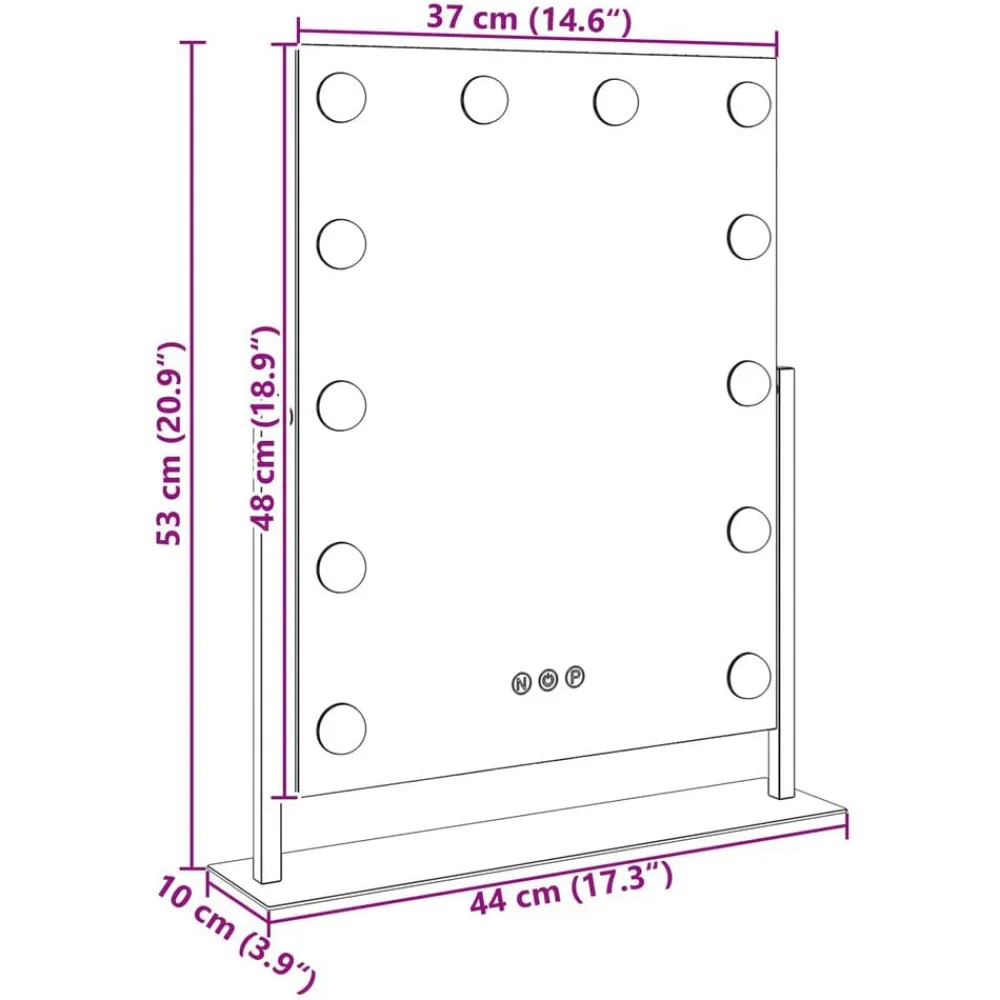 vidaXL Salud Y Belleza-Espejo LED para Tocador 44 x 10 x 53 cm Vidrio y acero