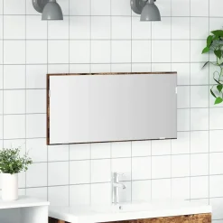 vidaXL Armarios Y Almacenamiento-Espejo Marrón 80 x 37 cm Vidrio y Madera Ingenierizada